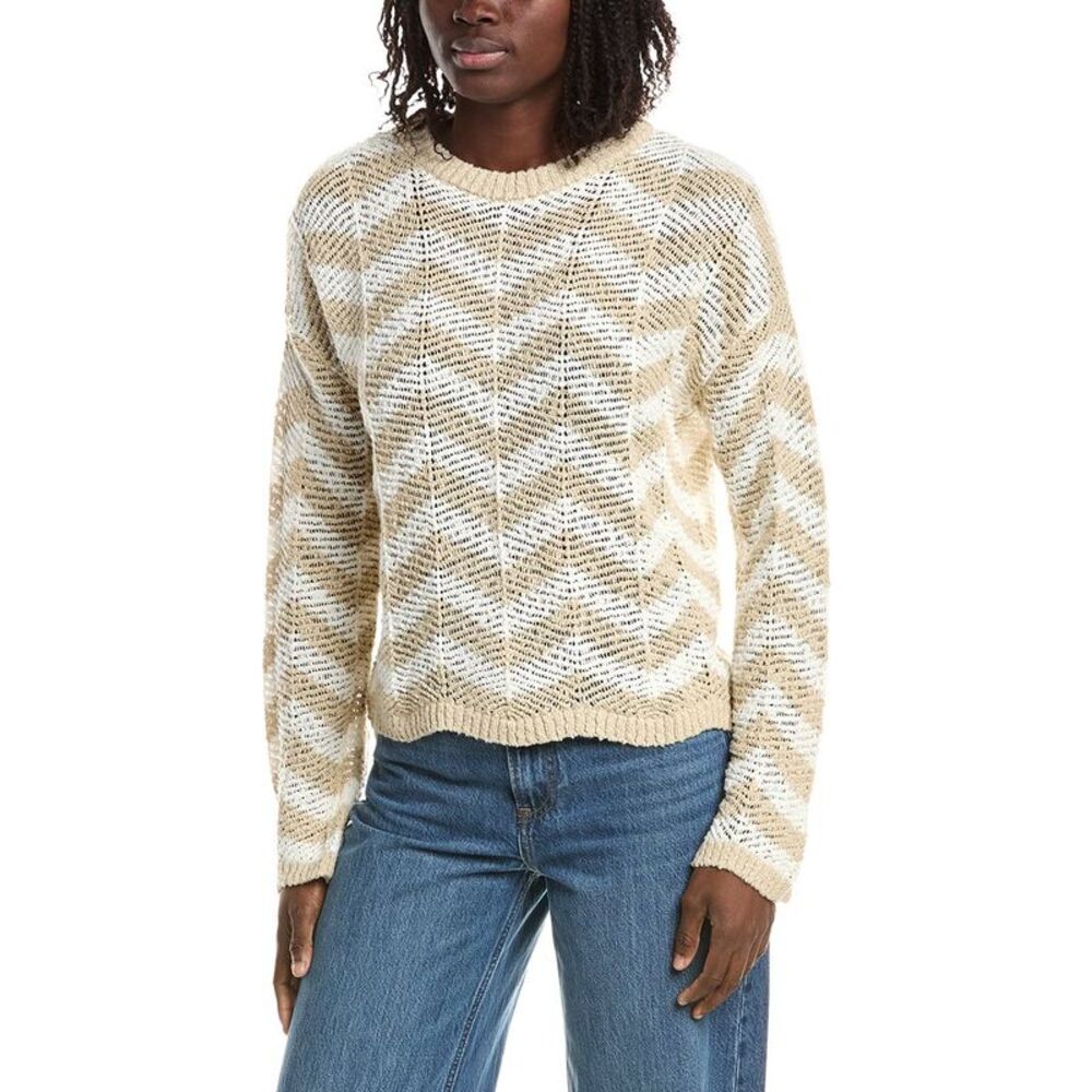 &Isla Womens  Odele Chevron Stripe Sweater, White